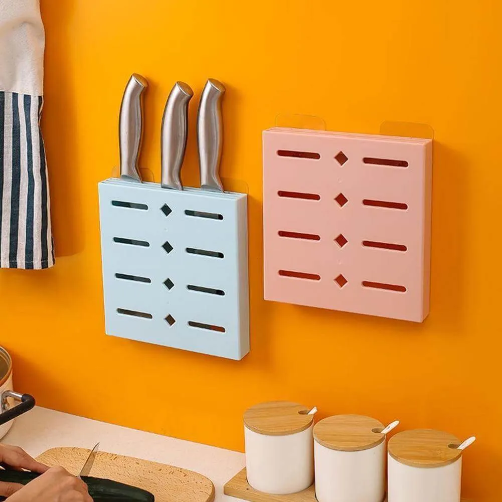 2PCS Square Pastel Mavi Wall-Mounted Knife Organizer