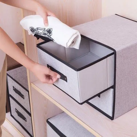 2X DRAWERS FABRIC STORAGE BOX