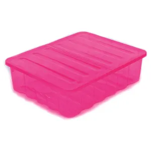 30L Underbed Storage Box Pink Tint With Folding Lid