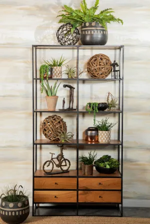 4-Drawer Etagere Natural Sheesham And Black