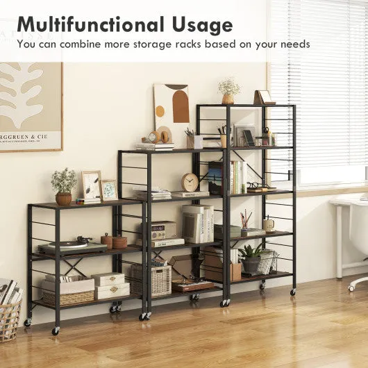 4-tier Foldable Storage Shelf for Tool Room Kitchen Living Room-Black