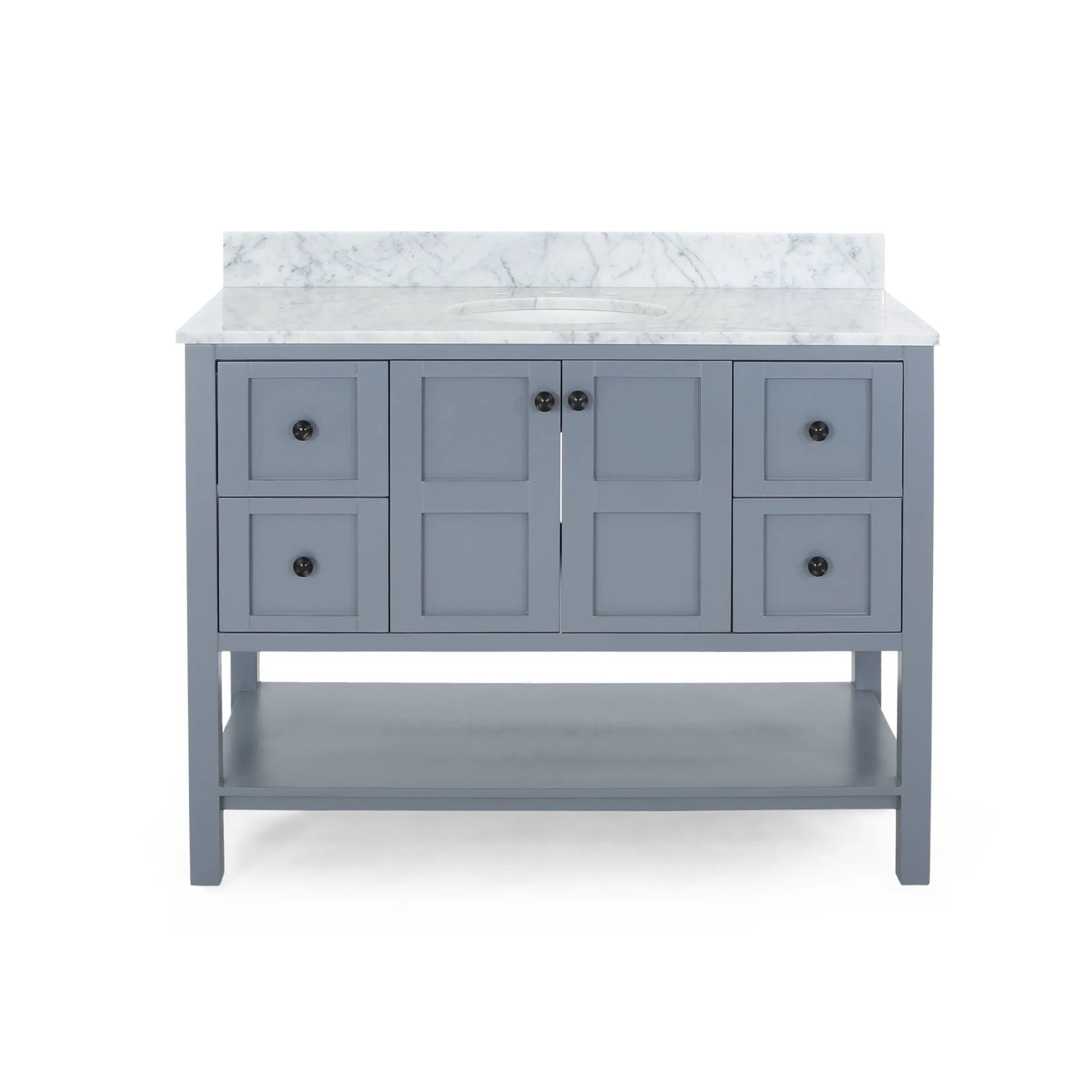 48" Wood Single Sink Bathroom Vanity with Marble Counter Top with Carrara White Marble - NH229703