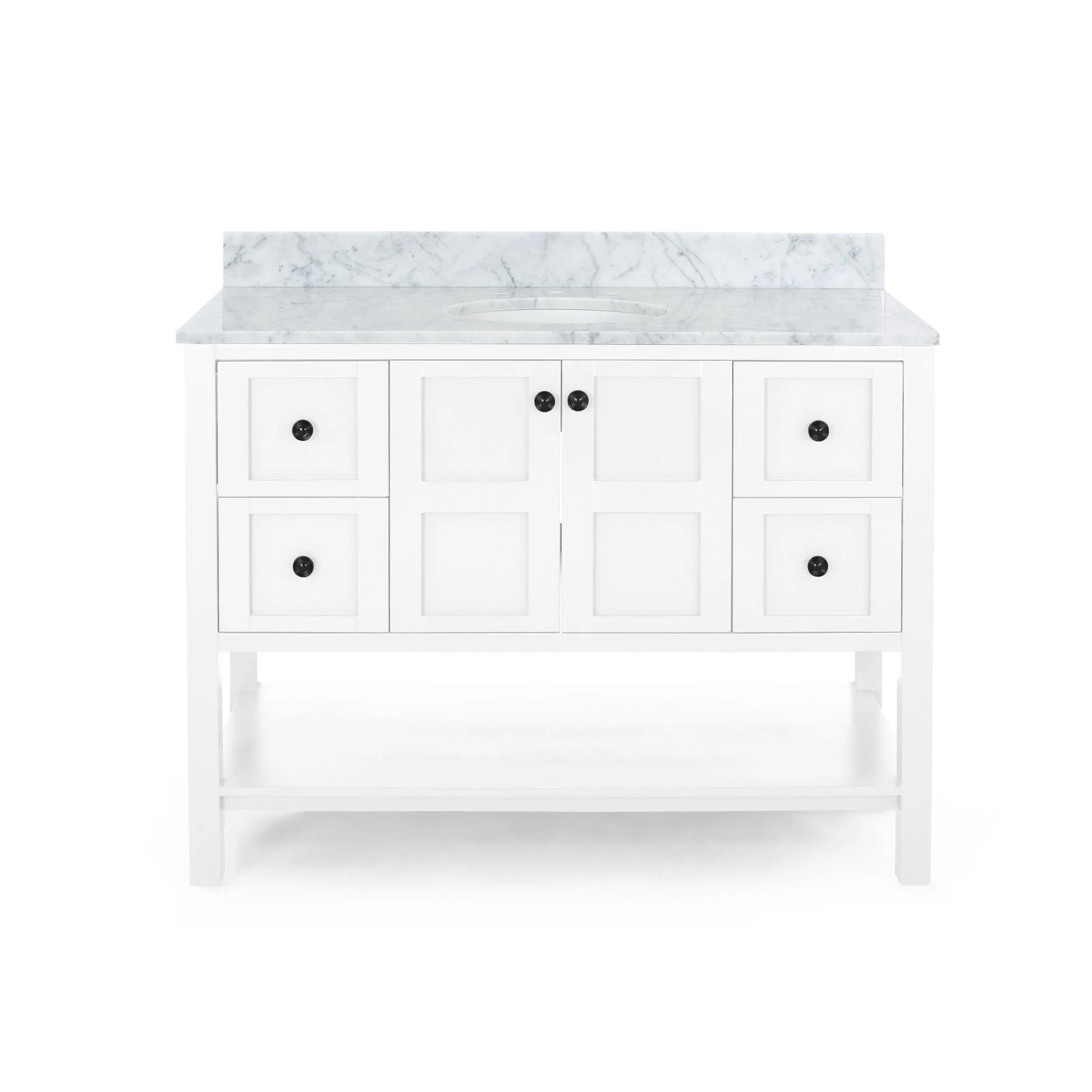 48" Wood Single Sink Bathroom Vanity with Marble Counter Top with Carrara White Marble - NH229703