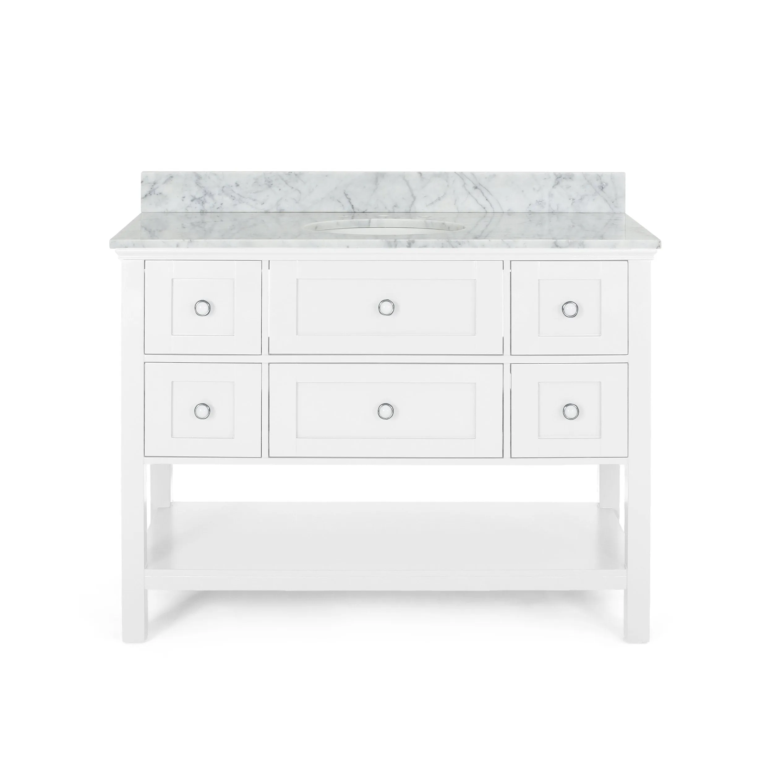 48" Wood Single Sink Bathroom Vanity with Marble Counter Top with Carrara White Marble - NH688703