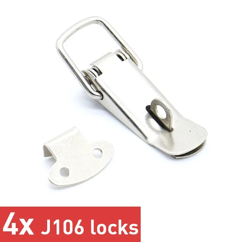 4PC Cabinet Box Locks Spring Loaded Latch Catch Toggle Iron Hasps For Sliding Door Window Furniture Hardware