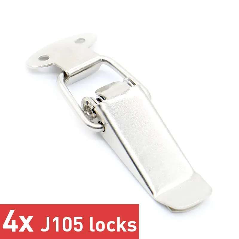 4PC Cabinet Box Locks Spring Loaded Latch Catch Toggle Iron Hasps For Sliding Door Window Furniture Hardware