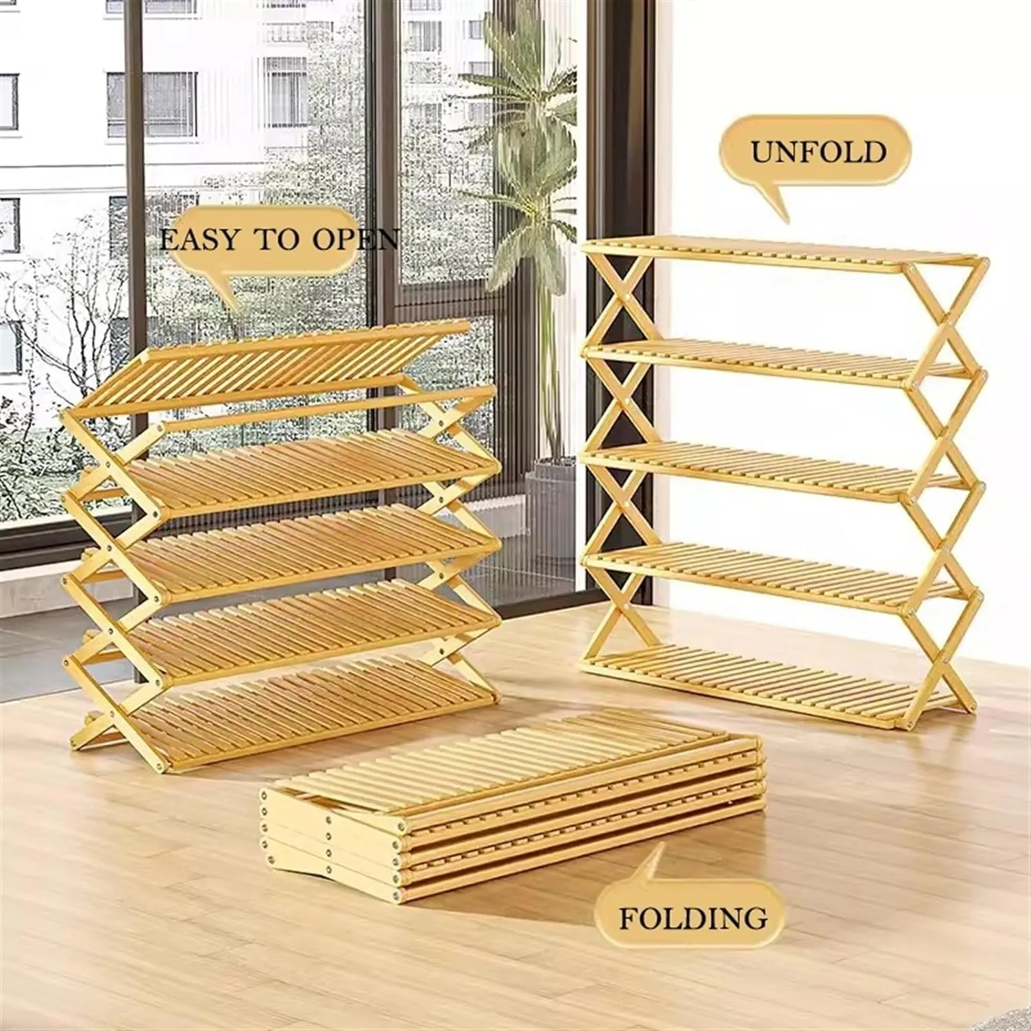 5-Tier Free Standing Foldable Shoe Rack Organizer