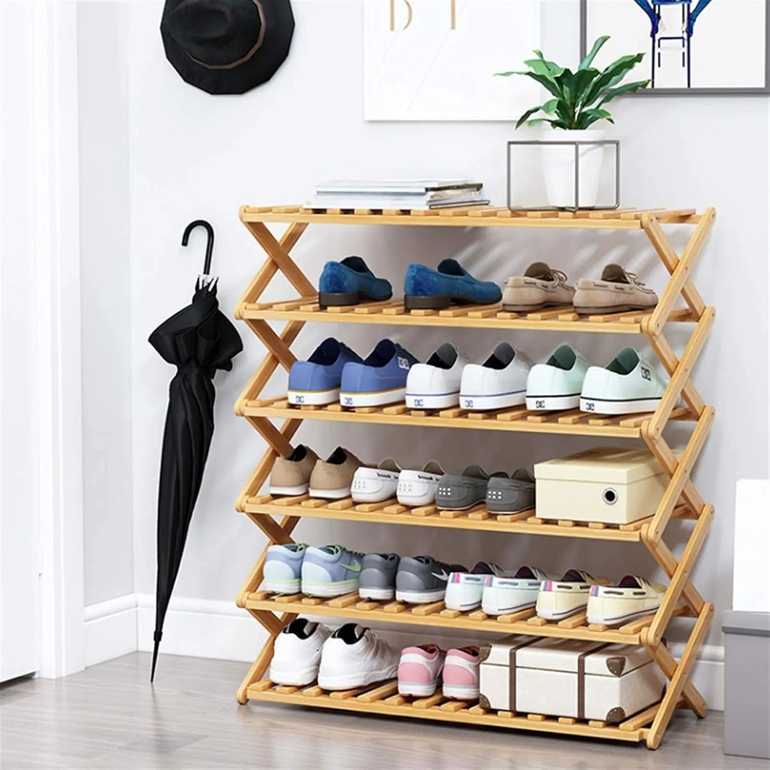 5-Tier Free Standing Foldable Shoe Rack Organizer