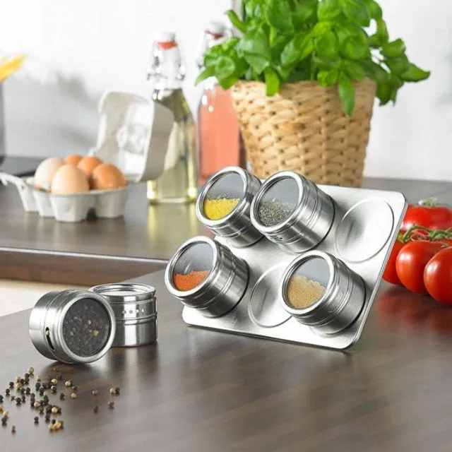 6-Piece Stainless Steel Magnetic Spice Rack