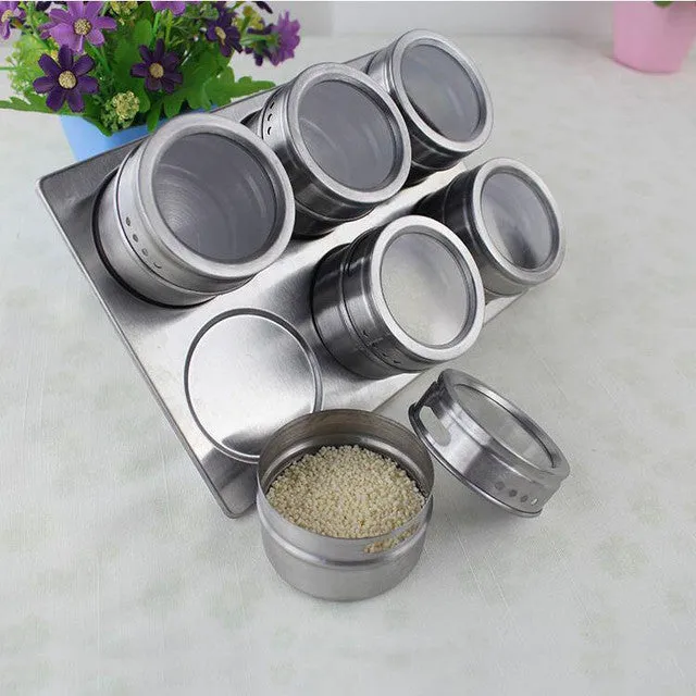 6-Piece Stainless Steel Magnetic Spice Rack