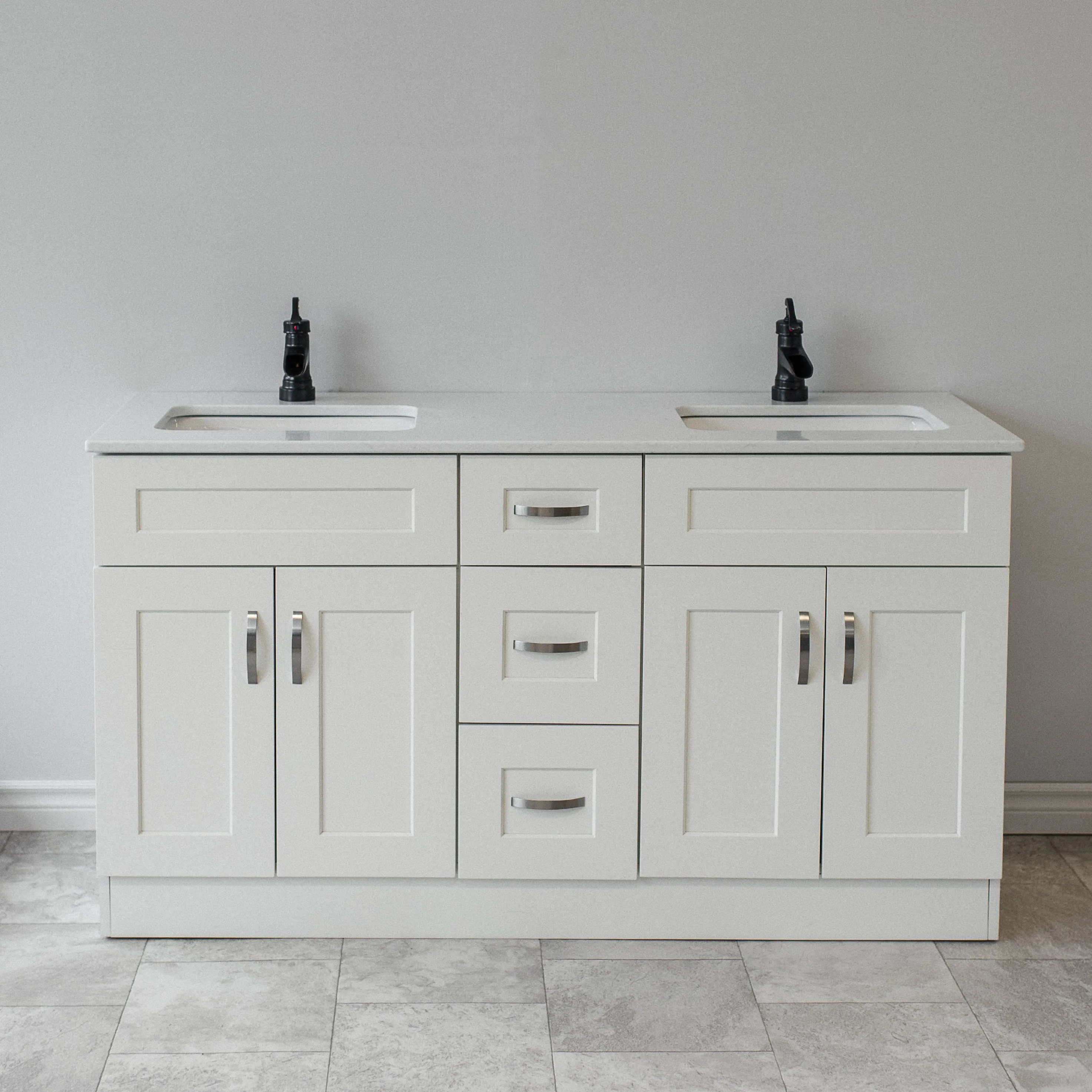 60" Shaker Vanity Double in White