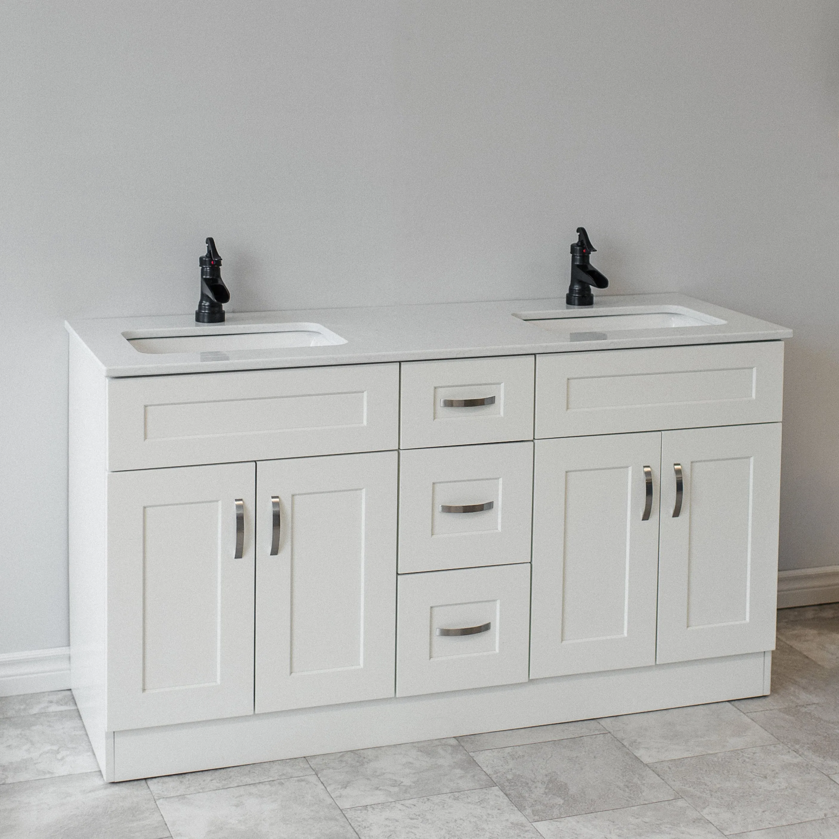 60" Shaker Vanity Double in White