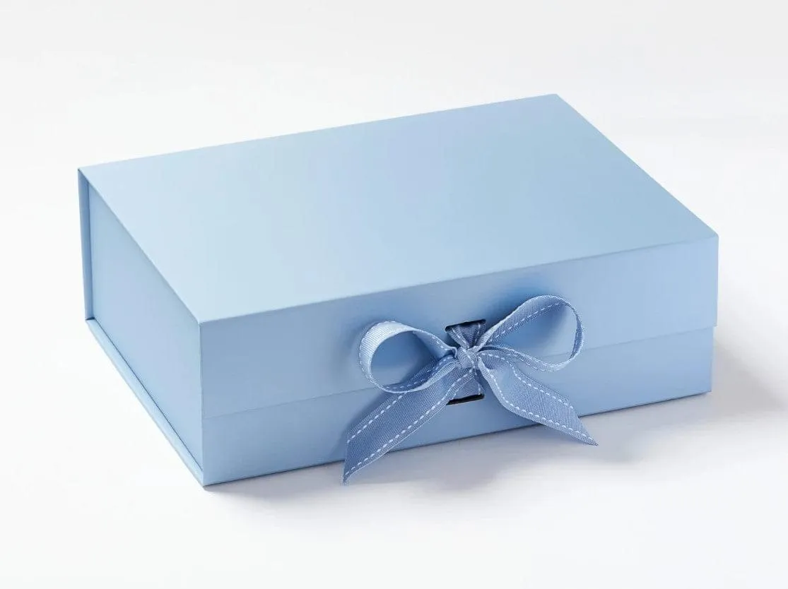 A4 Deep Pale Blue Luxury Gift box with magnetic closure, and choice of ribbon (Pack of 12)