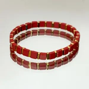 All About Matte Skinny Square Bracelet in Red