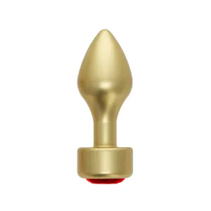 ANAL PLUG AL ALLOY MEDIUM GOLD WITH RED JEWEL