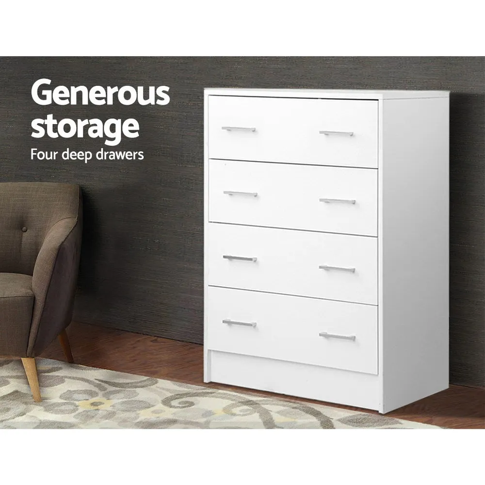 Artiss Tallboy 4 Drawers Storage Cabinet - White