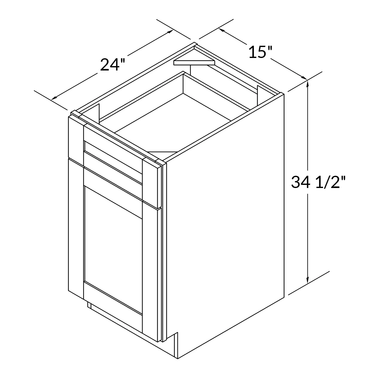 Base Kitchen Cabinet B15 Milan Slate 15 in. width 34.5 in. height 24 in. depth