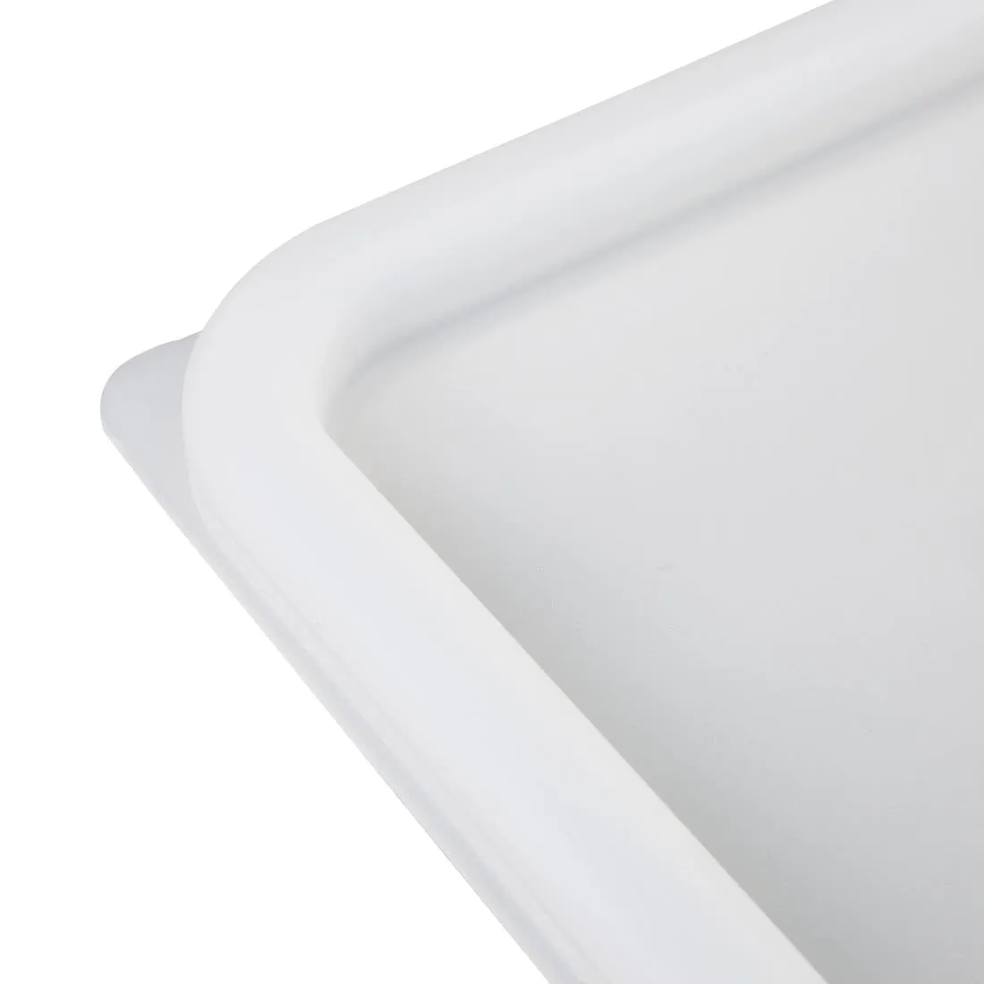 CF049 Vogue Polycarbonate Square Food Storage Container Lid White Small