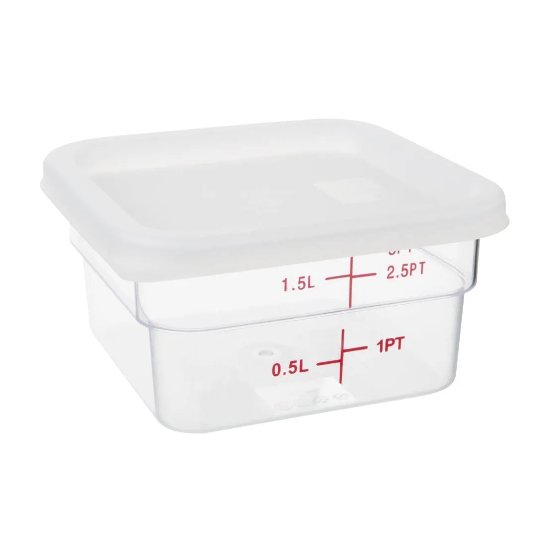 CF049 Vogue Polycarbonate Square Food Storage Container Lid White Small