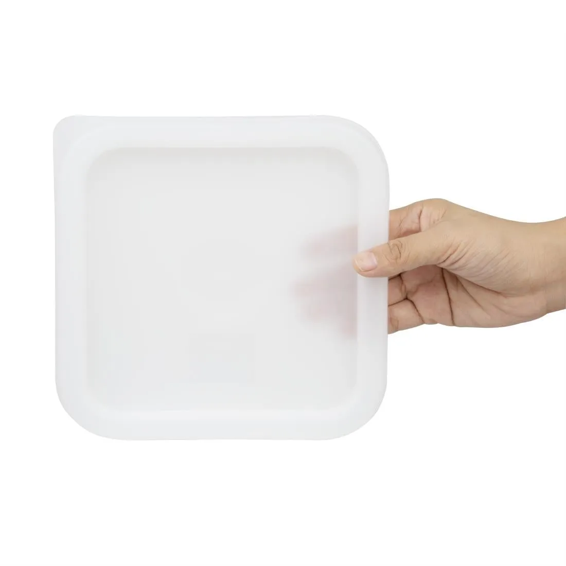 CF049 Vogue Polycarbonate Square Food Storage Container Lid White Small