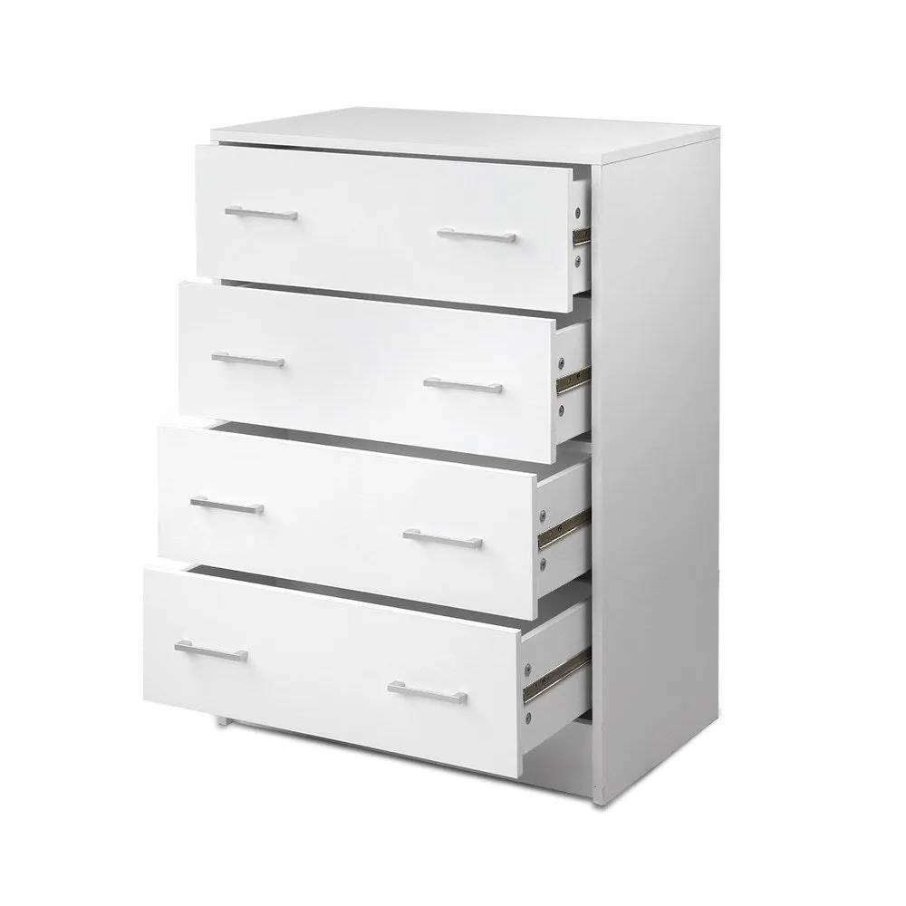 Chest Of drawer 4 Drawers Tallboy Storage Bedroom Furniture Dresser White