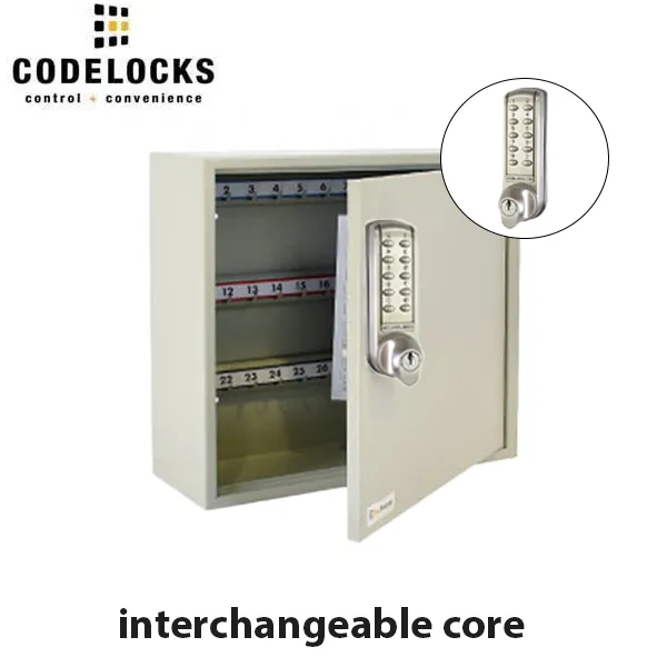 CodeLocks - Key Secure Hook Padlock Cabinet w/ CL2255 - Portable - Medium Duty - Electronic Lock - Tubular Mortise Latch - Key Override - Optional Lock Prep - 25 Padlocks