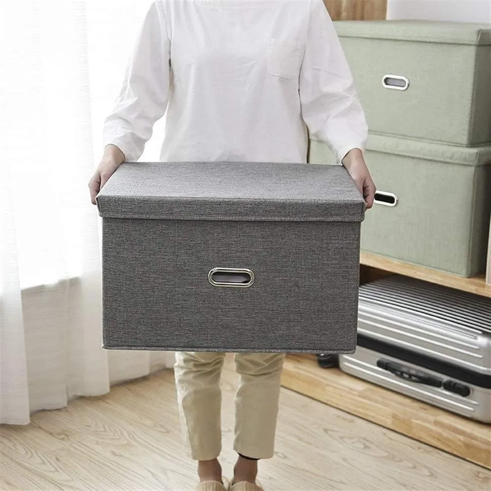 Collapsible Storage Bins with Lids and Handles-M