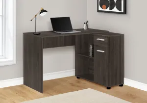 Computer Desk, Home Office, Corner, Storage Drawers, 46"l, L Shape, Work, Laptop, Brown Laminate, Contemporary, Modern