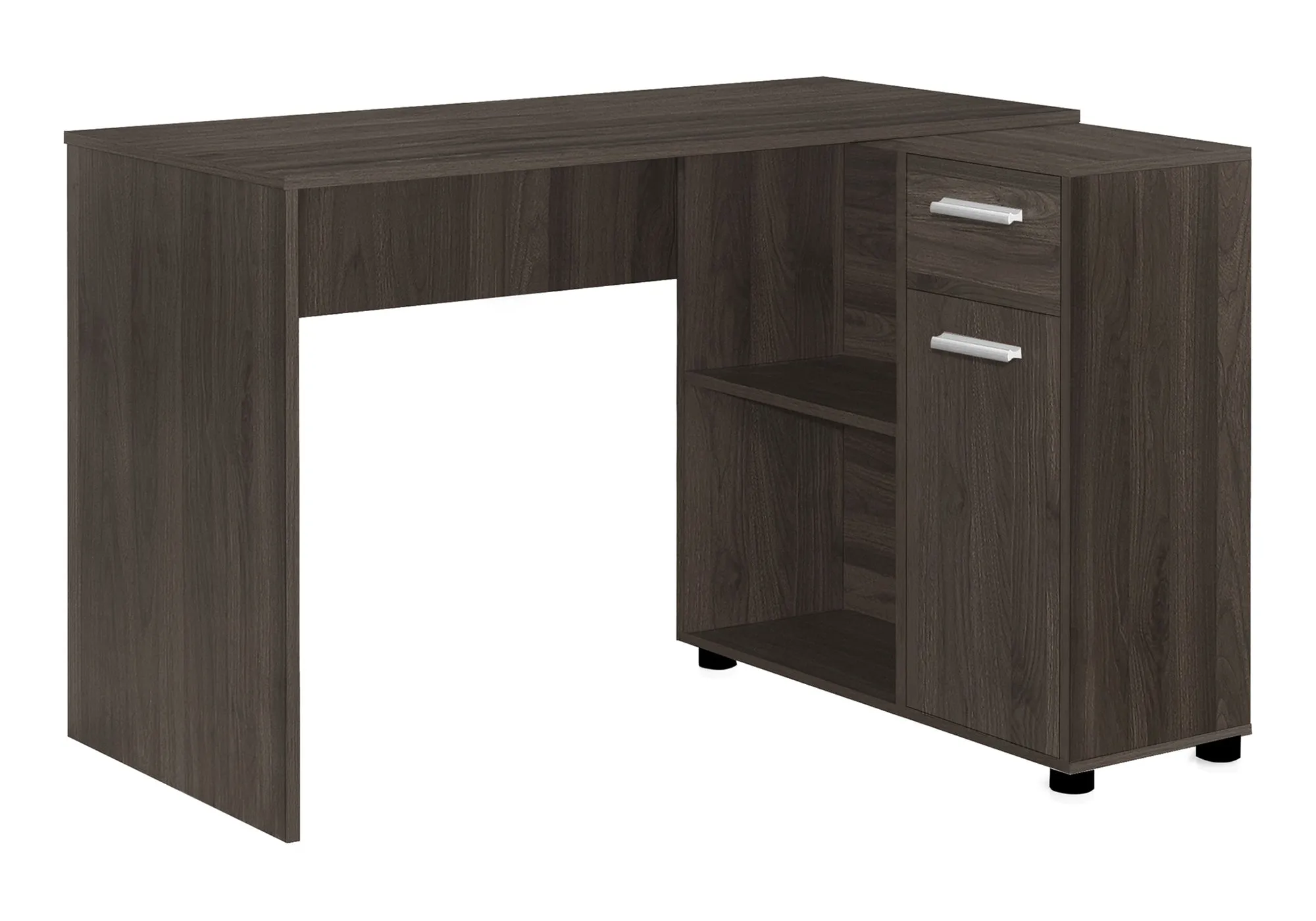 Computer Desk, Home Office, Corner, Storage Drawers, 46"l, L Shape, Work, Laptop, Brown Laminate, Contemporary, Modern