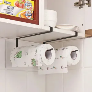 Creative Perforation-Free Hanging Storage Rack for Kitchen Paper Towels & Wraps