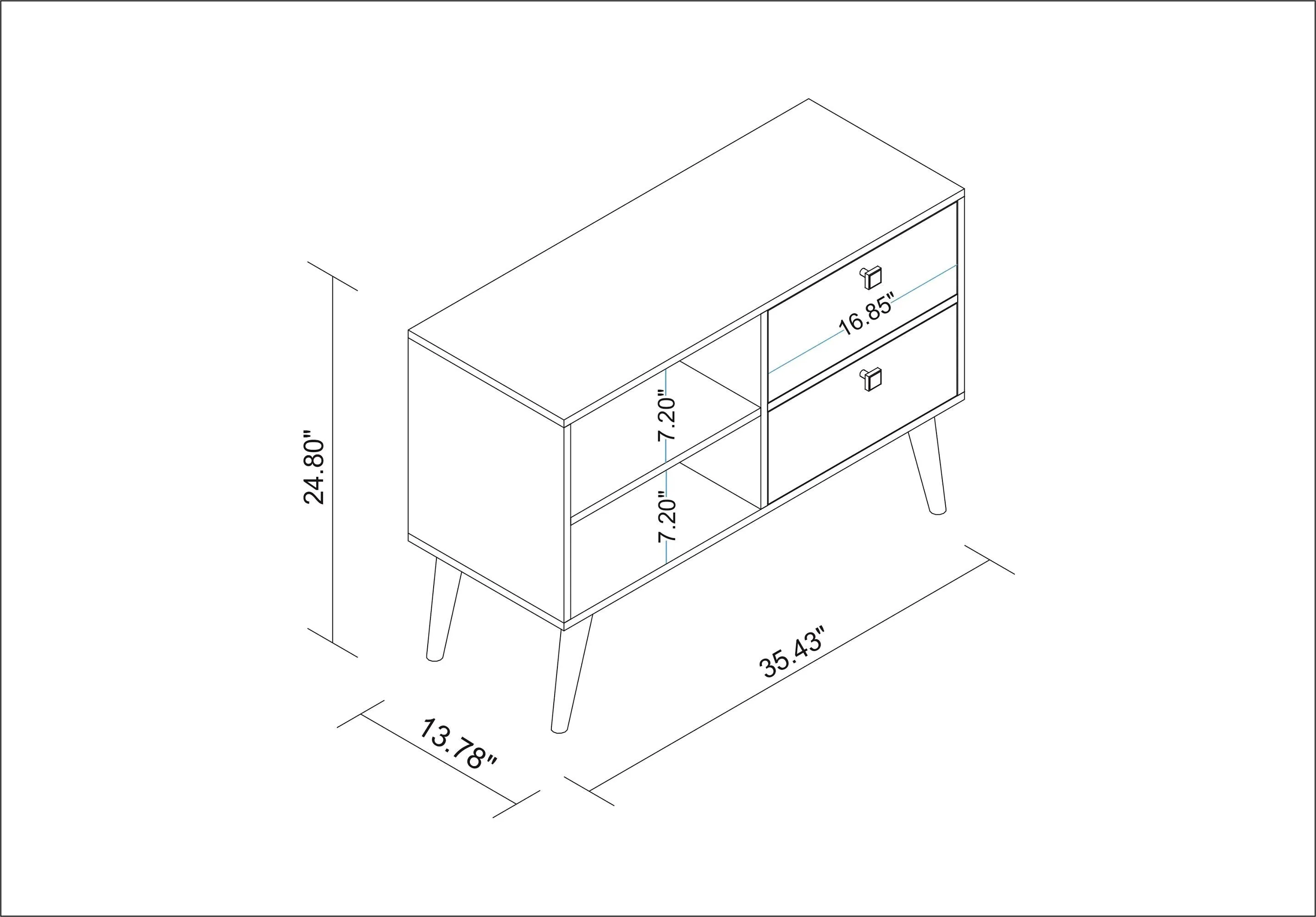 Dalarna TV Stand with 2 shelves in White