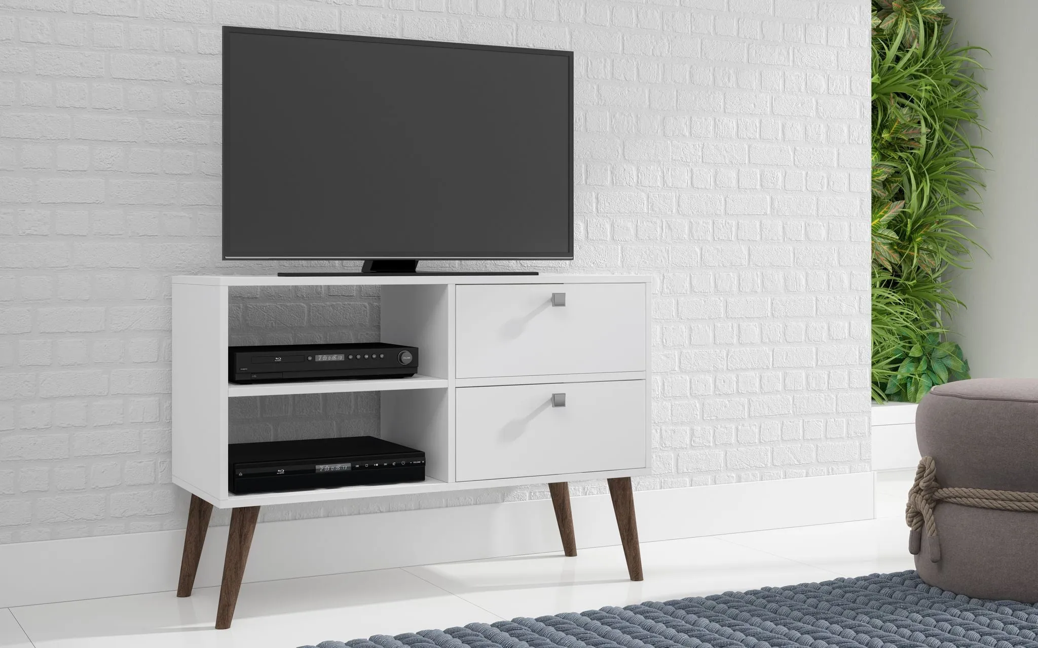 Dalarna TV Stand with 2 shelves in White