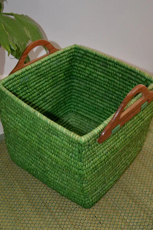 Dharini Sabai & Palm Storage Basket (Green)