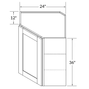 Diagonal Corner Kitchen Cabinet DC2436 Danbury Blue LessCare 24 in. width 36 in. height 12 in. depth