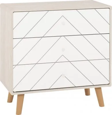 Dixie 3 Drawer Chest - Dusty Grey/White