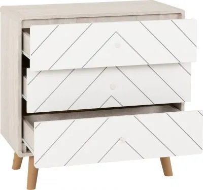 Dixie 3 Drawer Chest - Dusty Grey/White