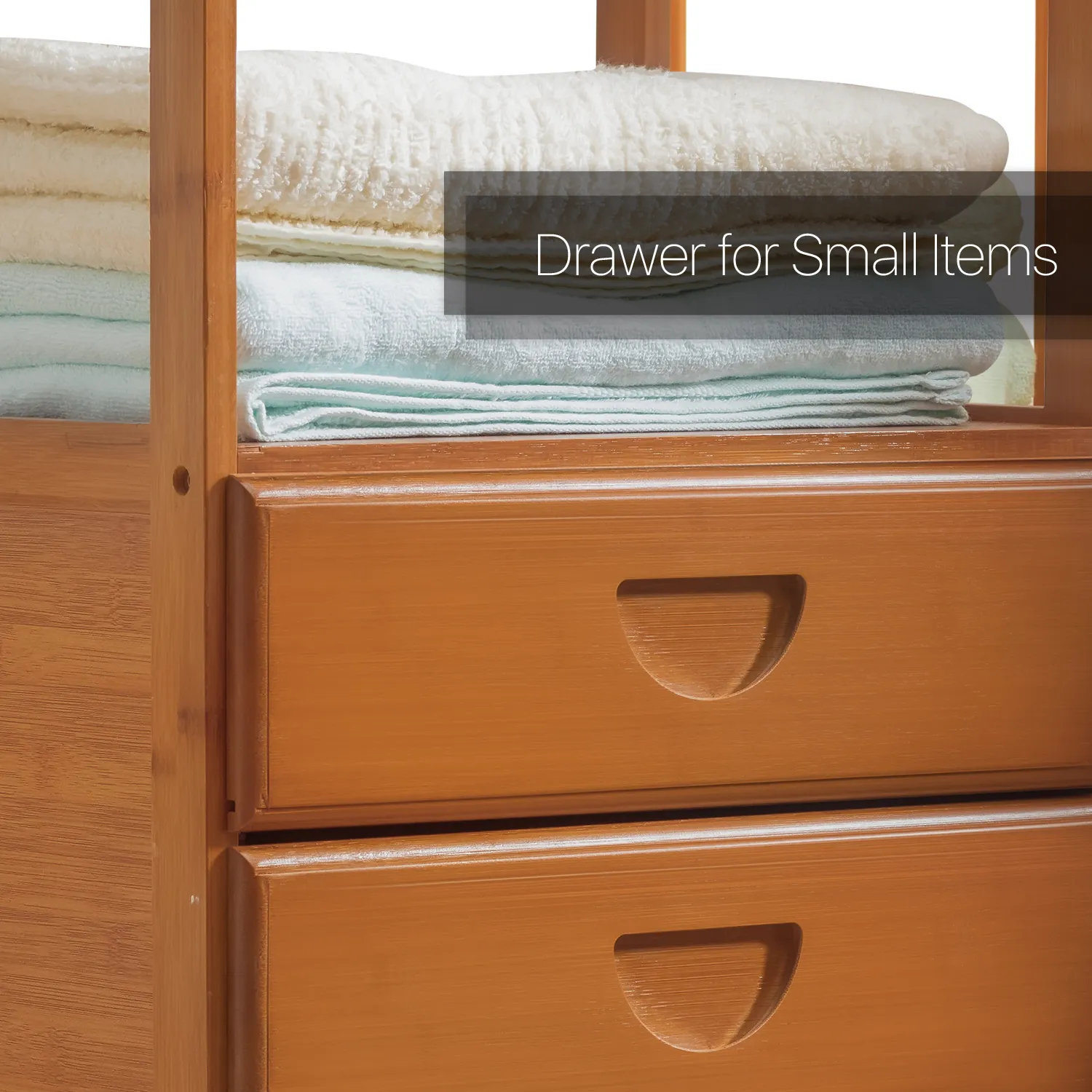 Double Drawer Garment Hanging Stand Rack - Brown