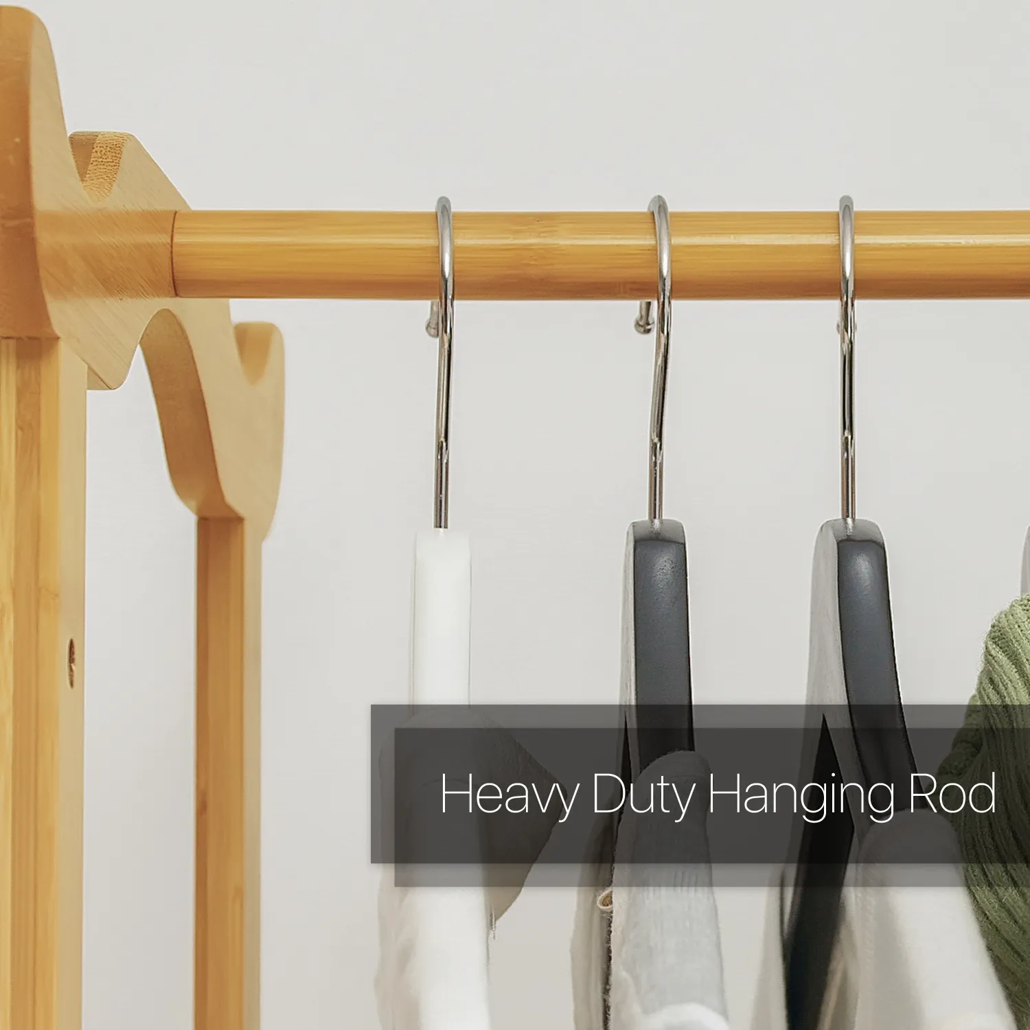 Double Drawer Garment Hanging Stand Rack - Natural