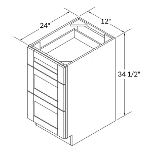 Drawer Base Kitchen Cabinet DB12 Colonial Gray LessCare 12 in. width 34.5 in. height 24 in. depth