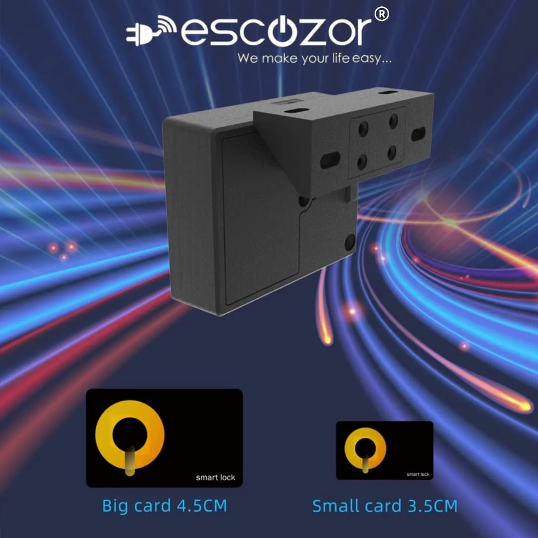 Escozor® Metal Invisible or Hidden NFC Smart Digital Lock Specially Designed For Wardrobe, Cabinet or Drawer Master & User Cards With Lock (Black , Polished)