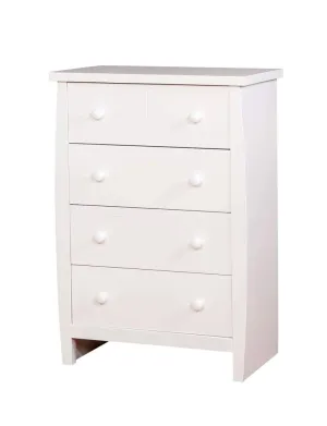 Four Drawer Solid Wood Chest with Round Pull Out Knobs, White -CM7651WH-C By Casagear Home