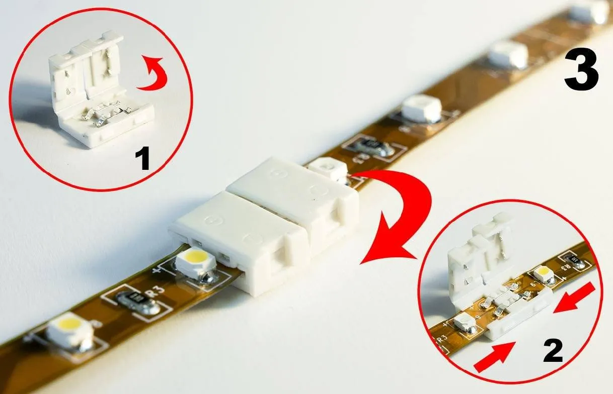 Gapless (10 Pack) 8mm Solderless LED Light Strip Connector : Single Color