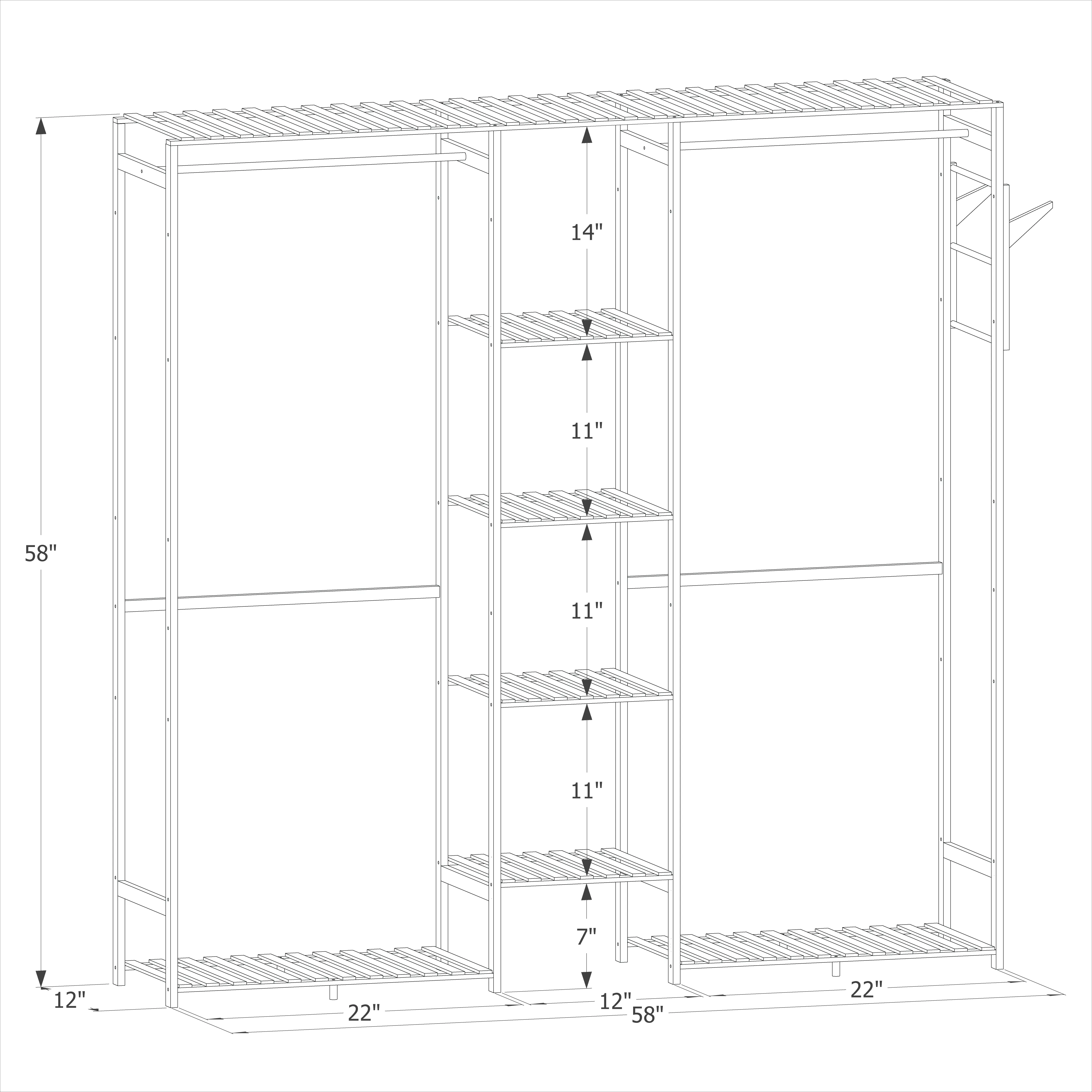 Garment Cabinet Clothes Organizer - Double Rack