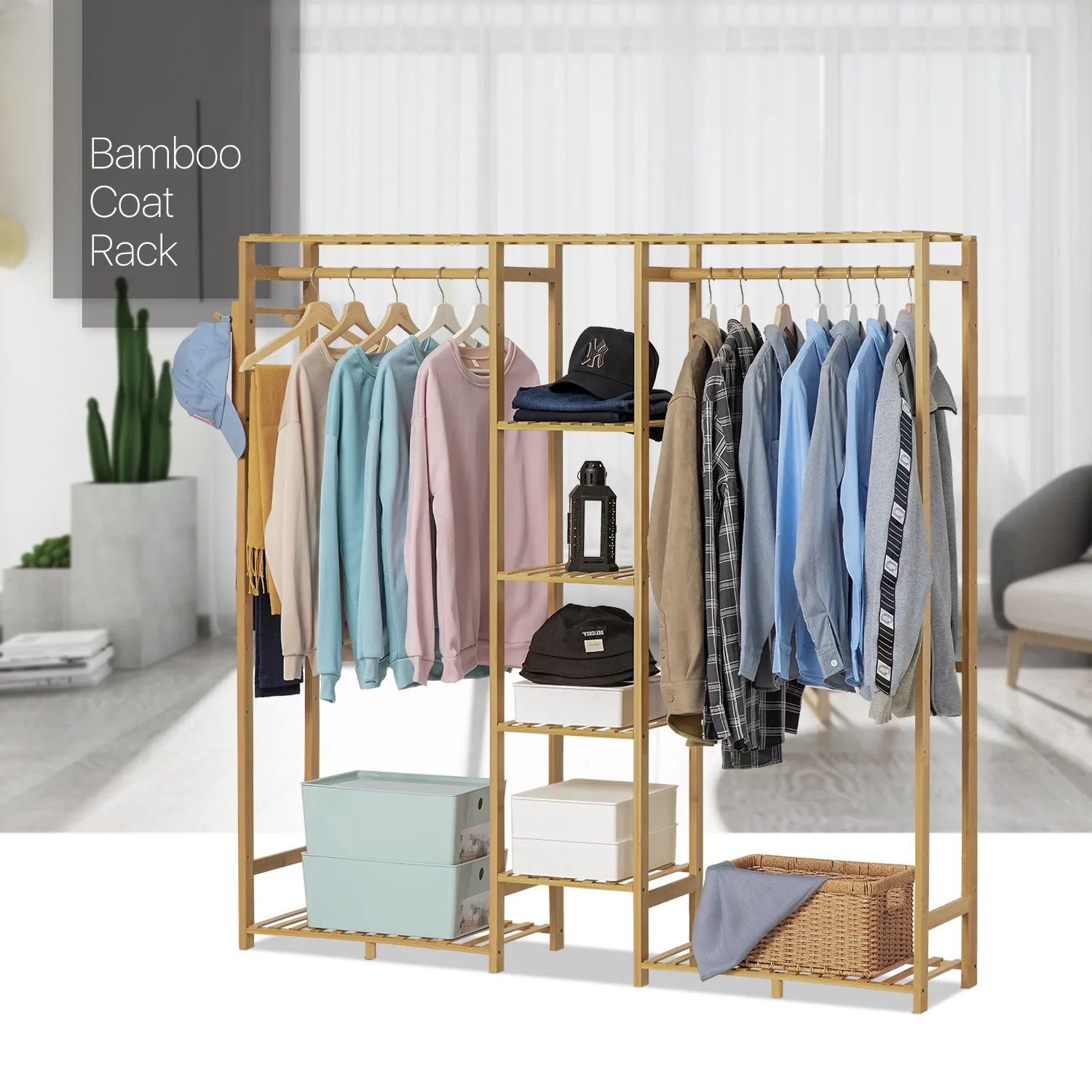 Garment Cabinet Clothes Organizer - Double Rack