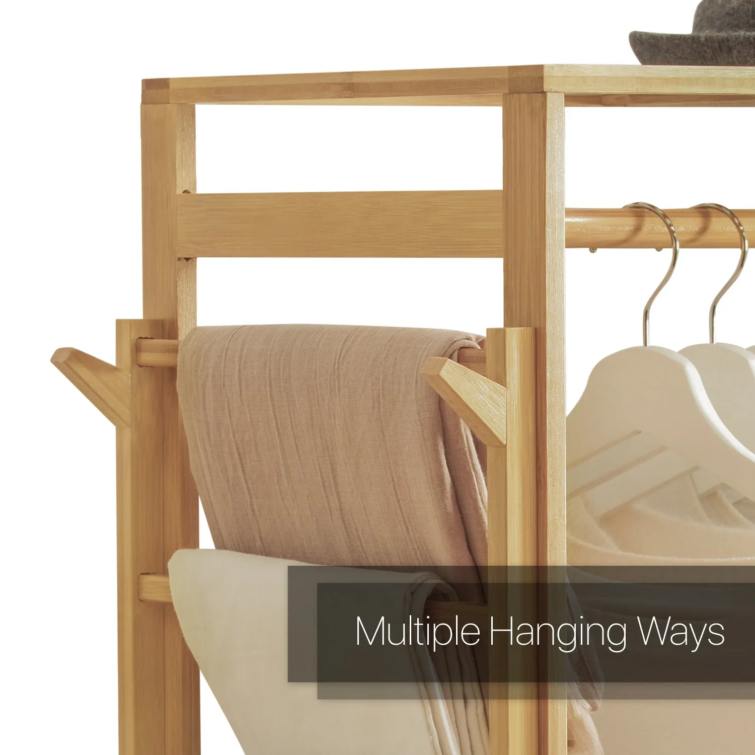 Garment Cabinet Clothes Organizer - Single Rack - Natural