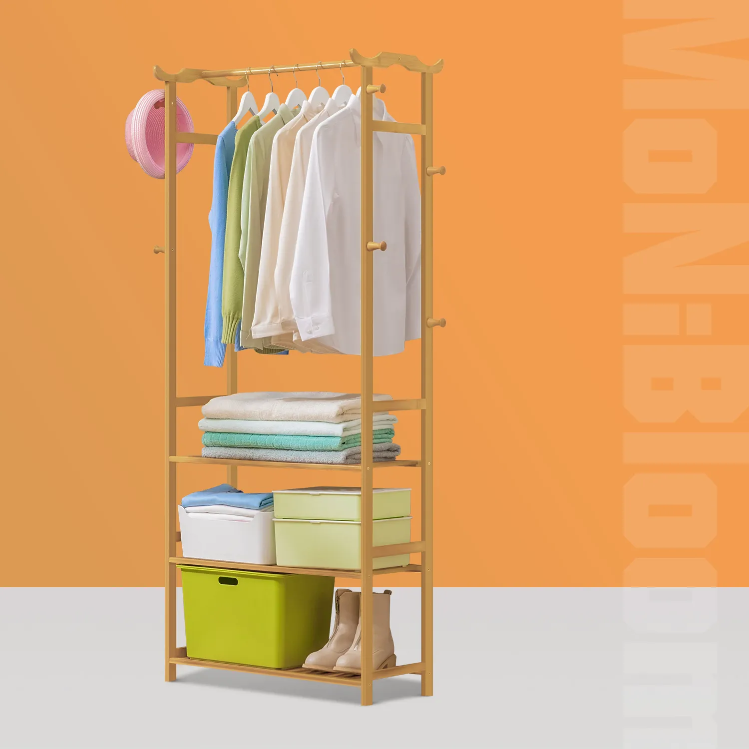 Garment Hanging Clothes Rack - 3 Tier Shelves