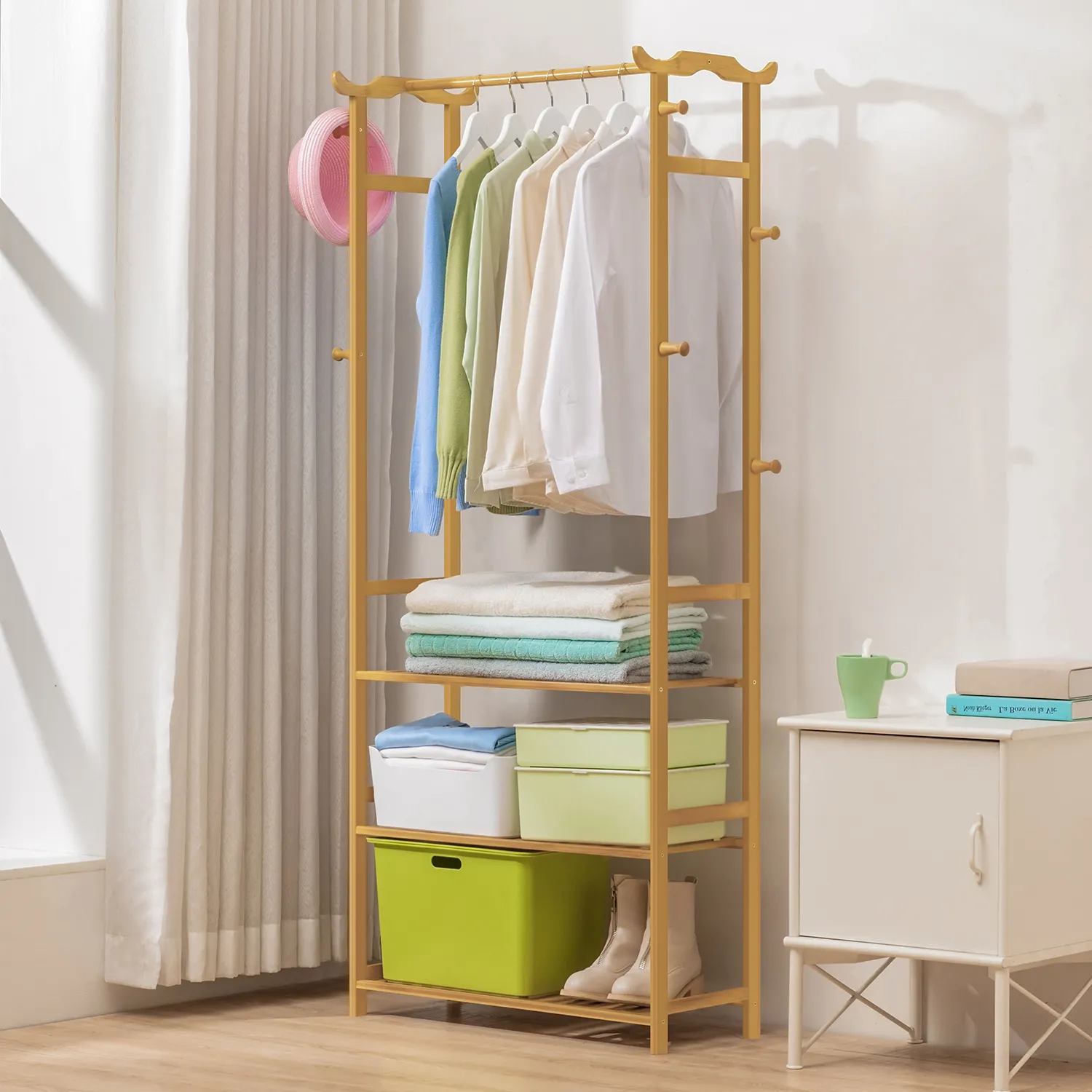 Garment Hanging Clothes Rack - 3 Tier Shelves