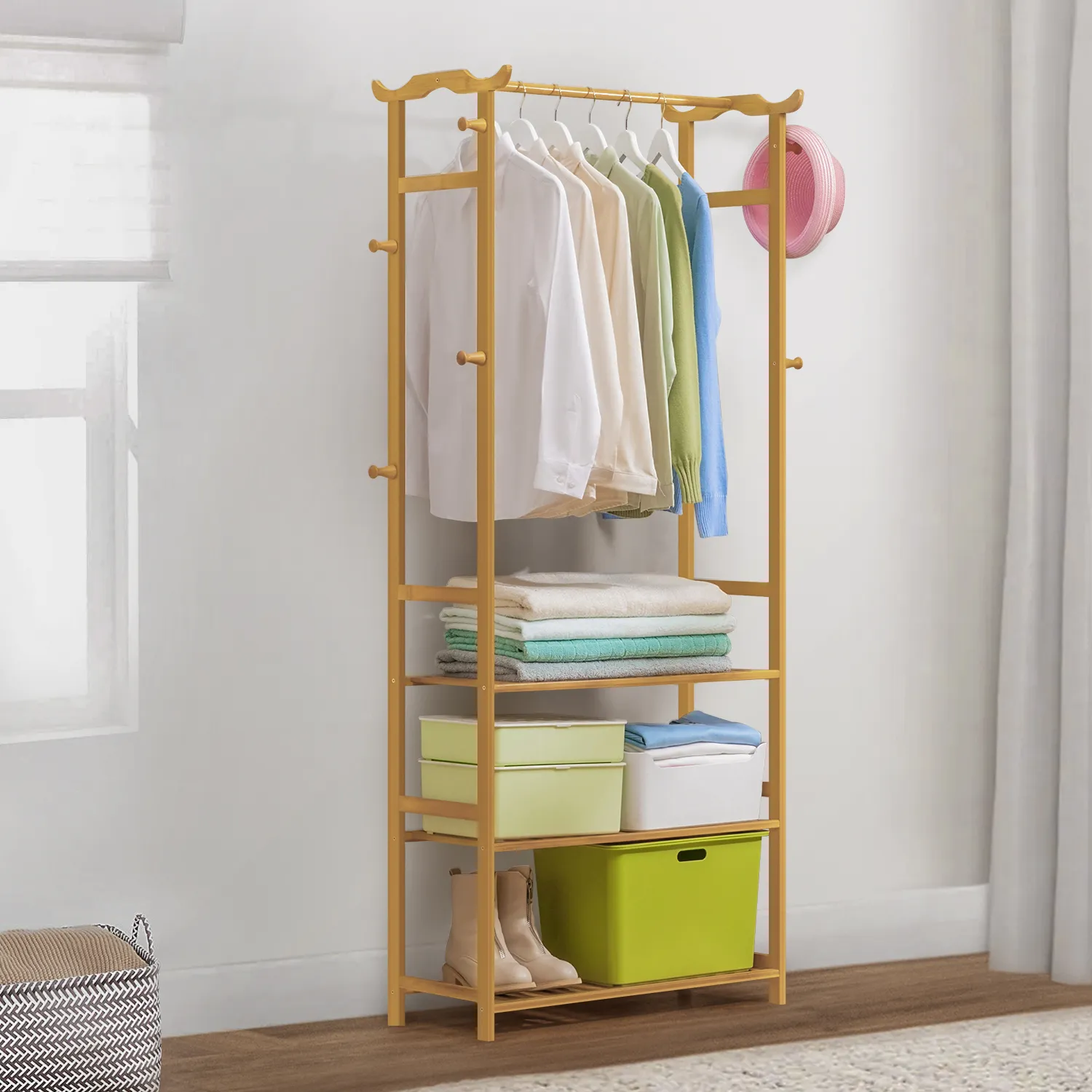 Garment Hanging Clothes Rack - 3 Tier Shelves