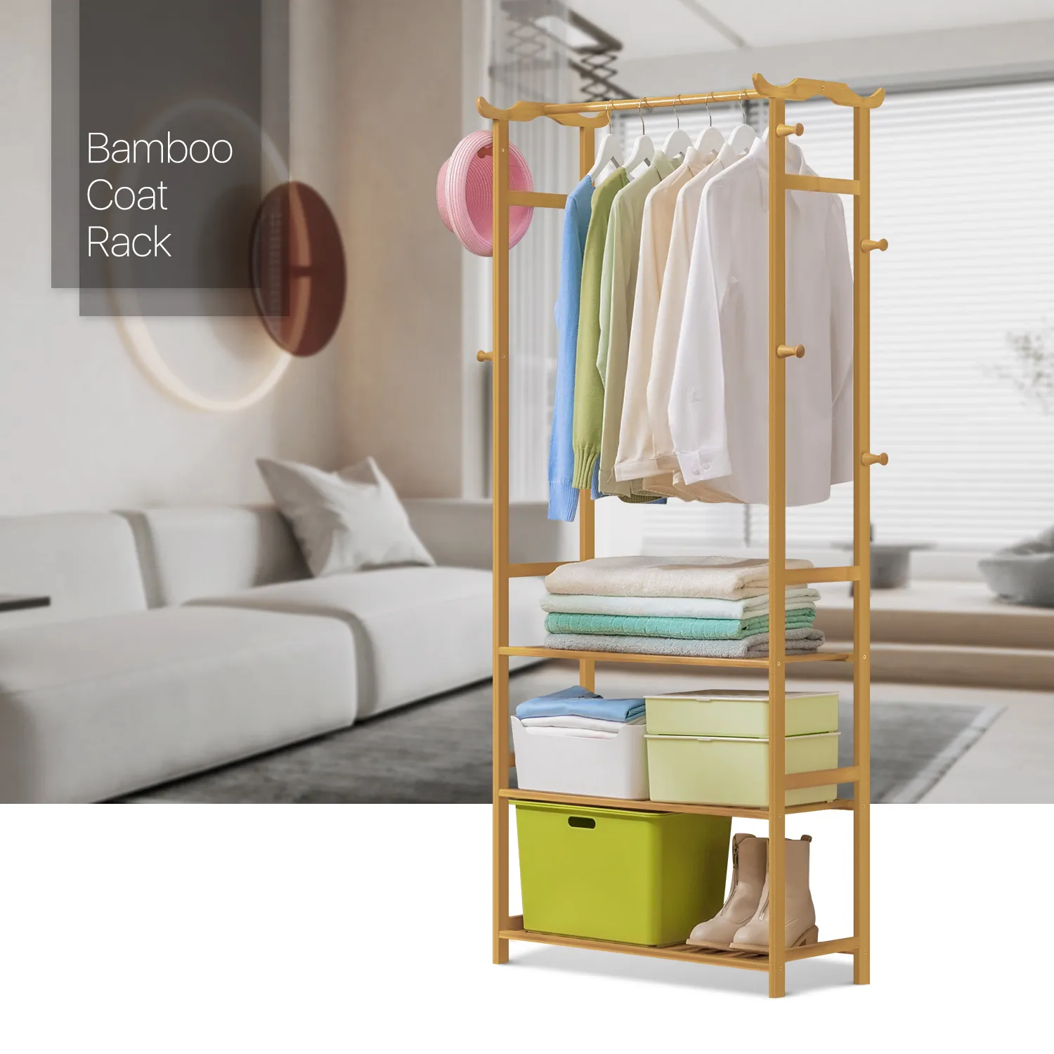 Garment Hanging Clothes Rack - 3 Tier Shelves