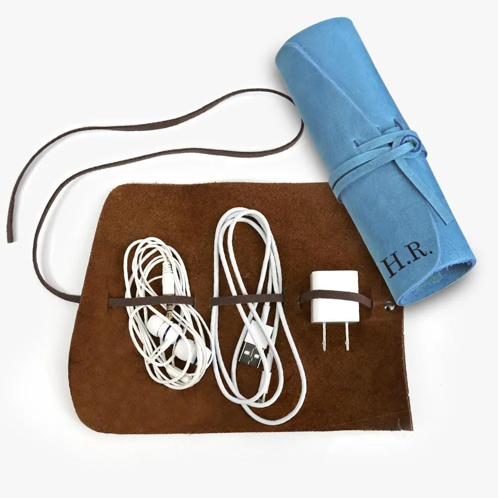 Genuine Leather Personalized Multi Cord Small Organizer